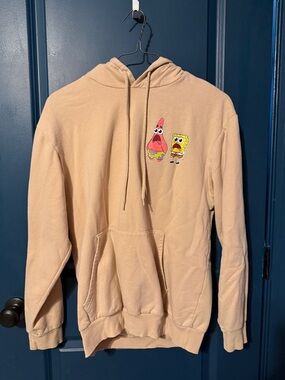 Beige SpongeBob & Patrick Graphic Hoodie - Men's Pullover Sweater